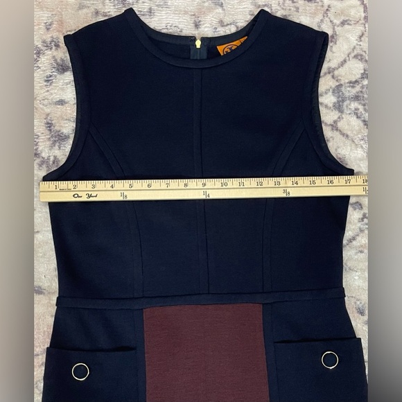 Tory Burch Brianna Colorblock Sleeveless Sheath Dress Navy Burgundy Size Medium - Picture 7 of 9